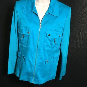 Peter Nygard Jacket Long Sleeve Zip Font Knit Slv